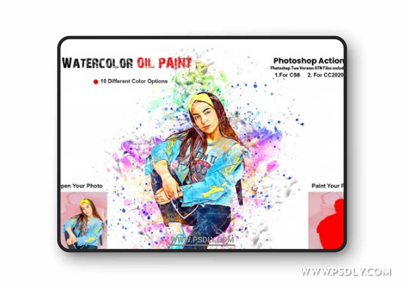 CreativeMarket - Watercolor Oil Paint PS Action 6258660