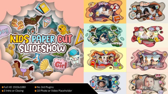 Videohive - Kids Paper Cut Slideshow 32435875