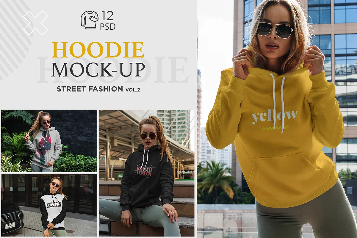 CreativeMarket - Hoodie Mock-Up Street Fashion vol.2 4498021