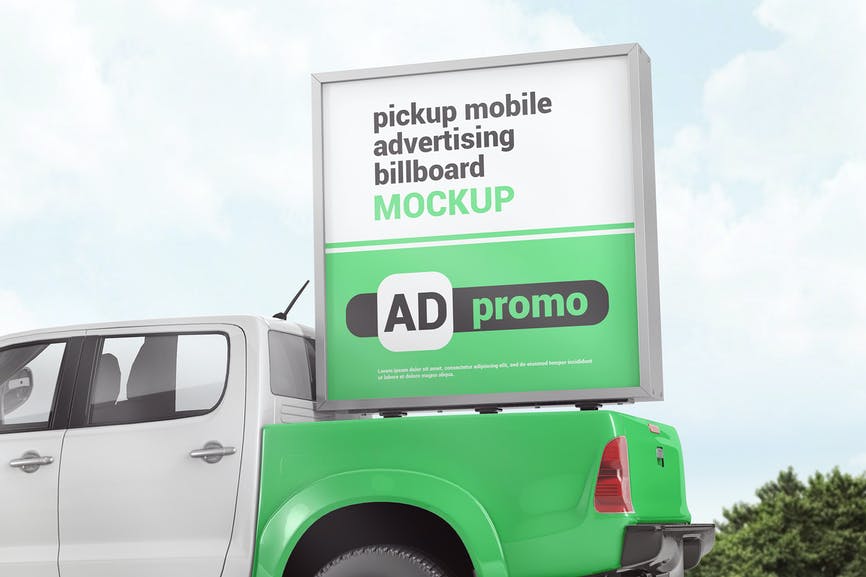 GraphicRiver - Pickup Mobile Advertising Billboard Mockup 27681518