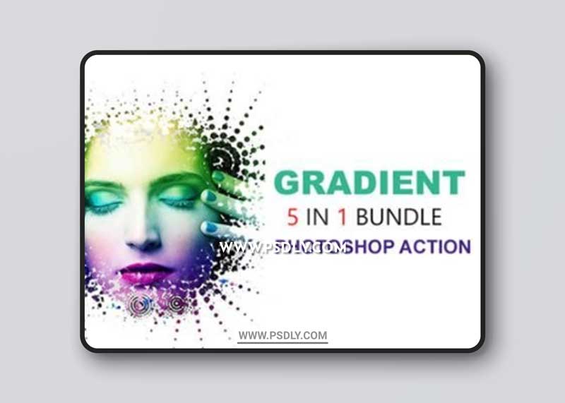 5 in 1 Gradient Photoshop Actions Bundle 4318050
