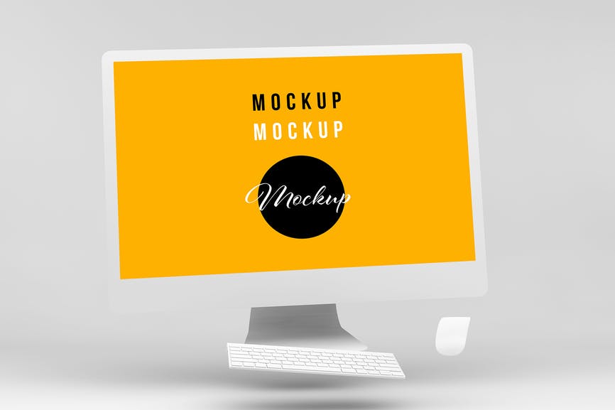 Minimal Floating White Computer Mockup QYX5JH5