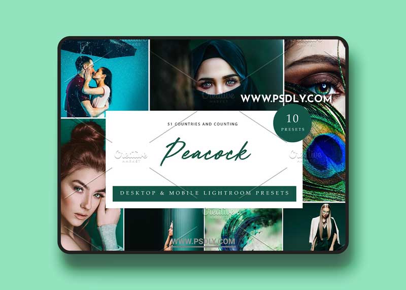 CreativeMarket - 10xLightroom Presets Peacock Presets 6441086