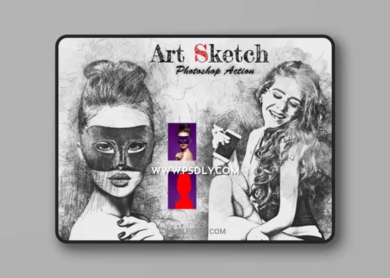 CreativeMarket - Art Sketch Photoshop Action 6279437