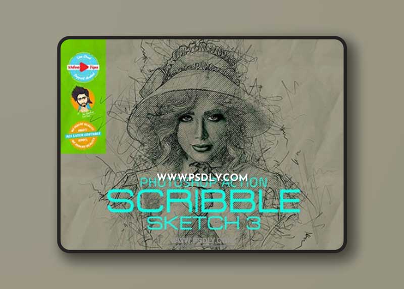 CreativeMarket - Scribble Sketch Photoshop Action 5953854