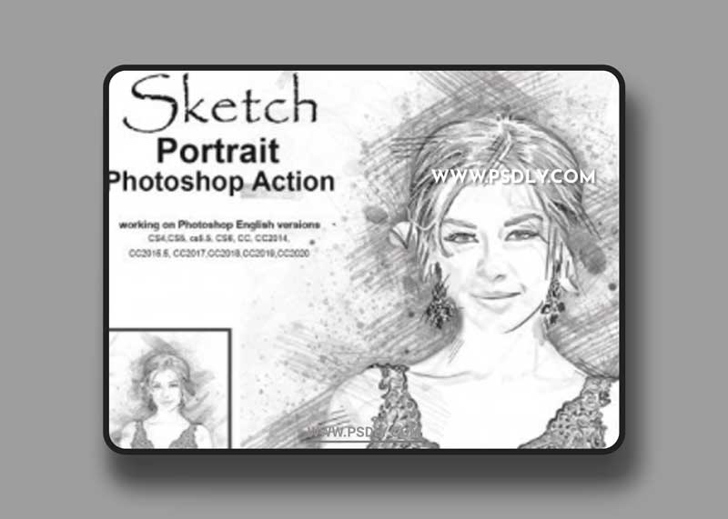 CreativeMarket - Sketch Portrait Photoshop Action 5203548