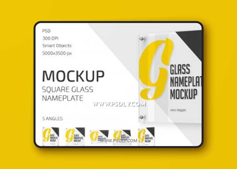 CreativeMarket - Square Glass Nameplate Mockup 5592114