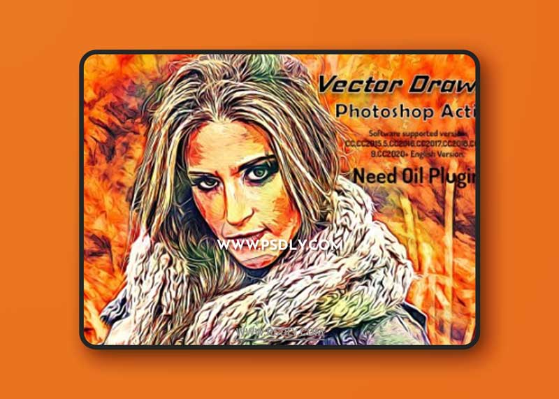 CreativeMarket - Vector Drawing Photoshop Action 6355534