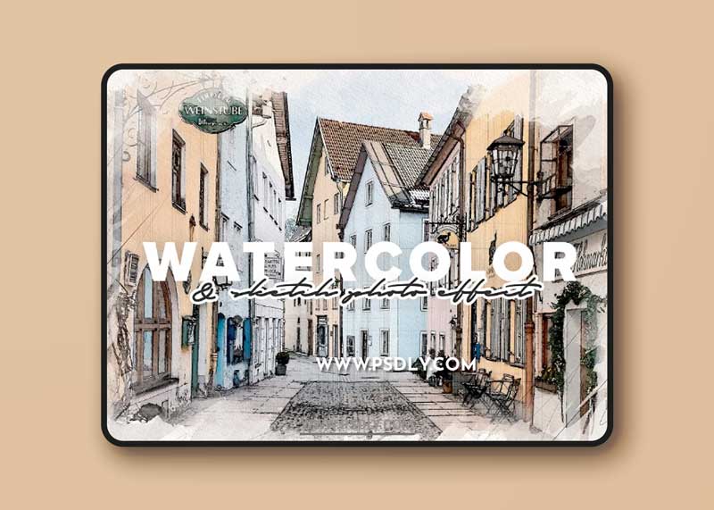 CreativeMarket - Watercolor and Sketch Photo Effect 5936324
