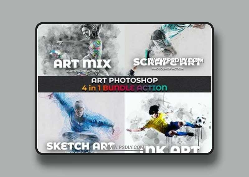 GraphicRiver - Art Photoshop Action 4 in 1 Bundle 29133173