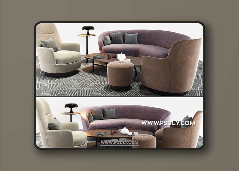 Minotti Sofa And Arm Chair Set