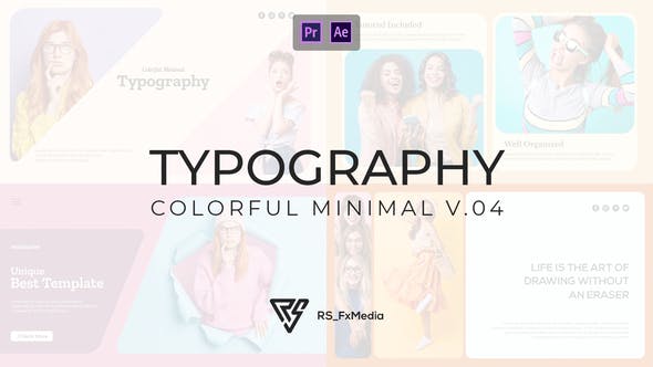 Videohive - Typography Slide - Colorful Minimal V.04 | MOGRT - 33415767