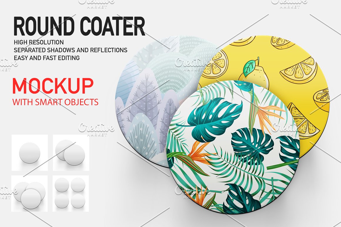 CreativeMarket - COASTER MOCKUP SET 4891657