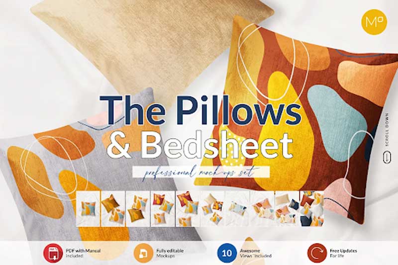 CreativeMarket - Pillows & Bedsheet Mock-ups 6128452