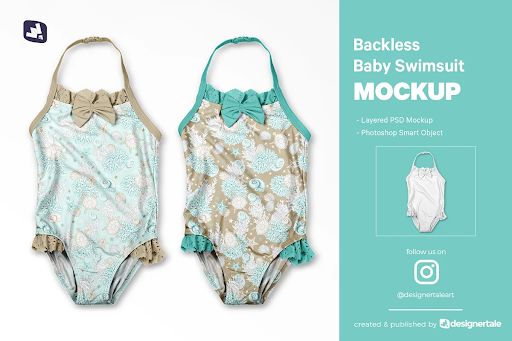 CreativeMarket - Backless Baby Swimsuit Mockup 5357952