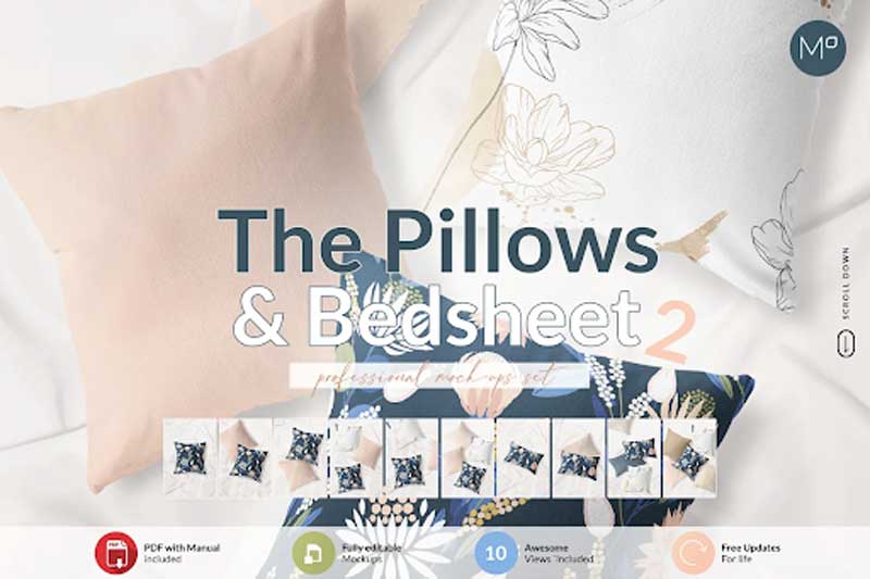 CreativeMarket - The Pillows & Bedsheet 2 Mock-ups 6133197