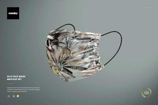 CreativeMarket - Silk Face Mask Mockup Set 6344182