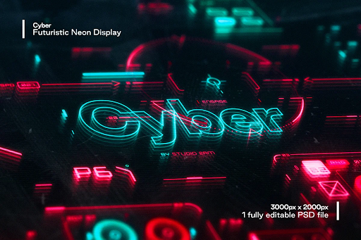 CreativeMarket - Cyber - Futuristic Neon Display 5845749
