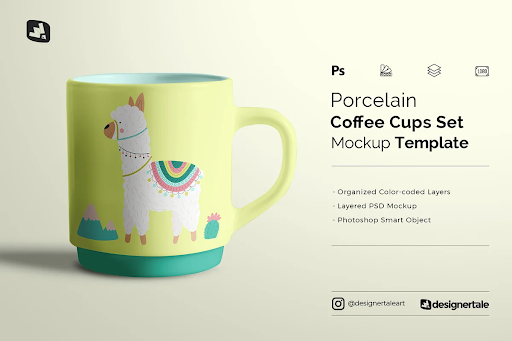 CreativeMarket - Porcelain Coffee Cups Set Mockup 5188654