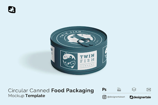 CreativeMarket - Circular Can Food Packaging Mockup 4827017