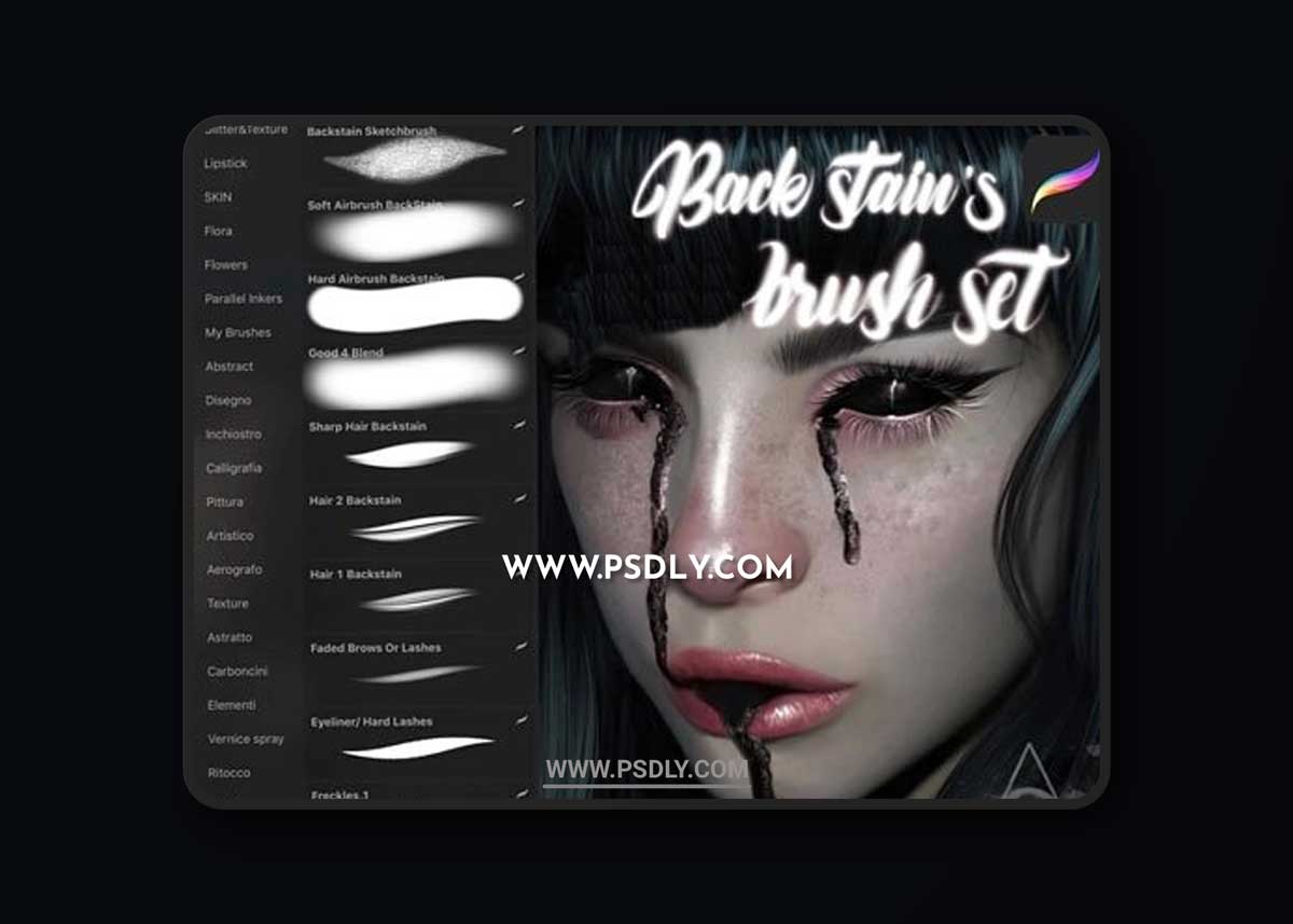 14 Back Stain's Brushes for Procreate