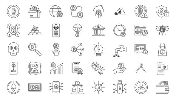 Videohive Crypto Currency Line Icons 33982763