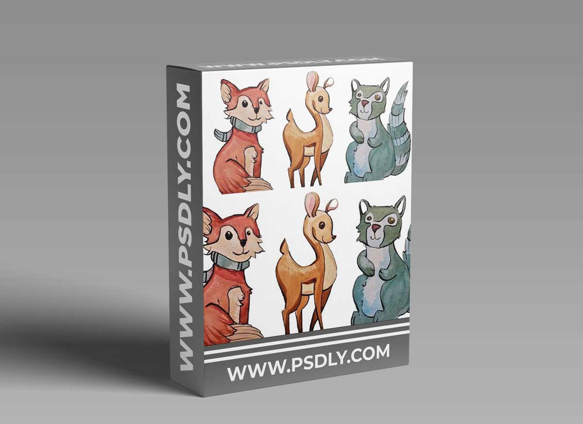 7 Day Challange Watercolor Illustration : Forest animals