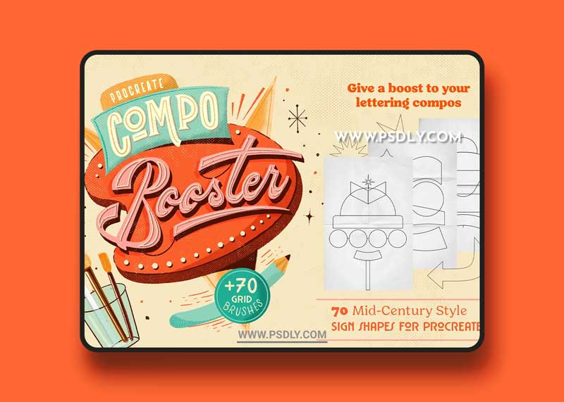 CreativeMarket - CompoBooster Procreate Retro Brushes 5264611