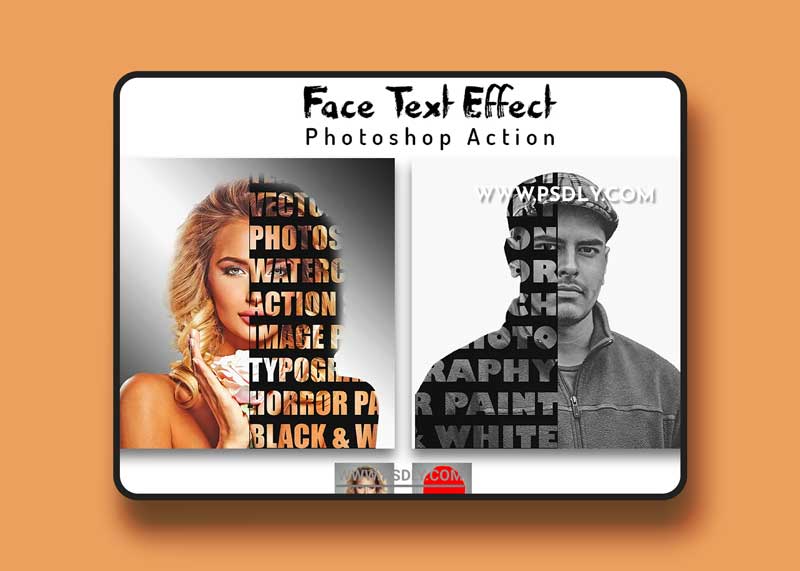 CreativeMarket - Face Text Effect Photoshop Action 6450763