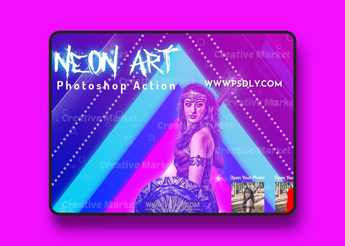 CreativeMarket - Neon Art Photoshop Action 6486009