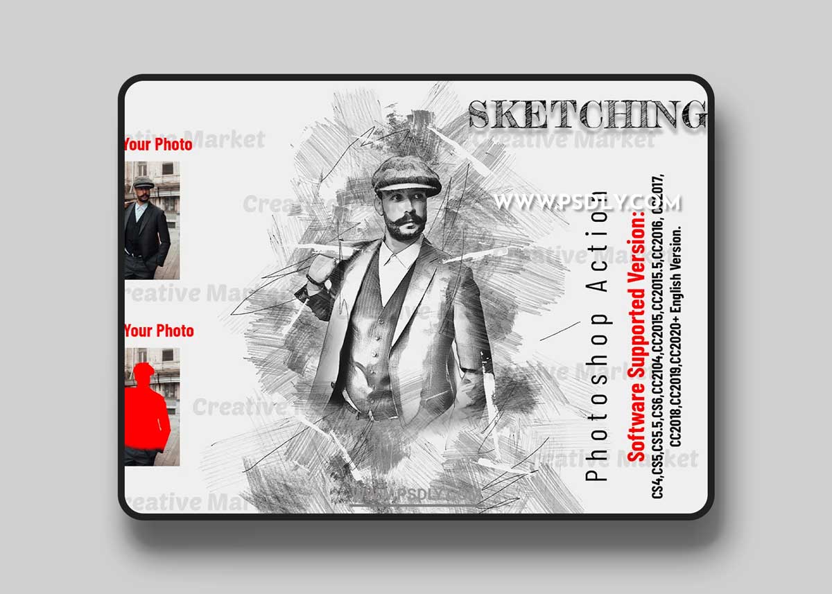 CreativeMarket - Sketching Photoshop Action 6533290