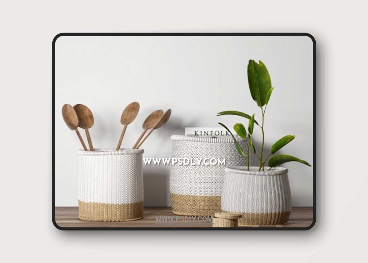 Decorative set with baskets 2 3D models