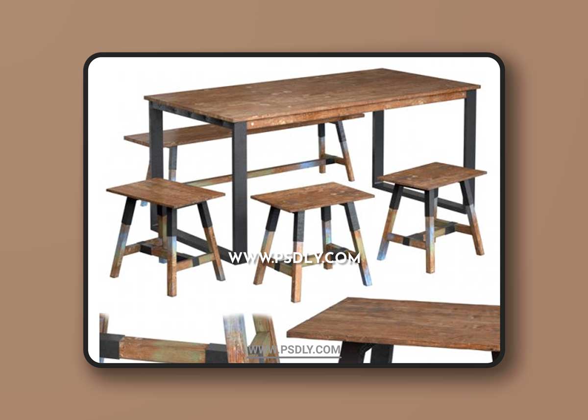 Dining table with teak array Look 180 3D ModelsDining table with teak array Look 180 3D Models