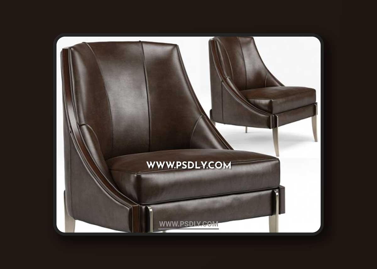 Keene Modern Classic Espresso Brown Leather Bronze Arm Chair