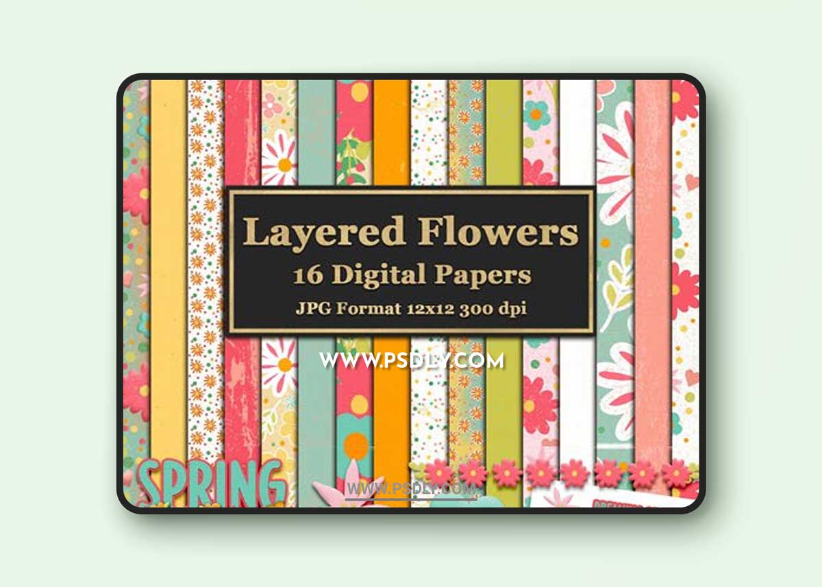 Layered Flowers - 16 Digital Papers
