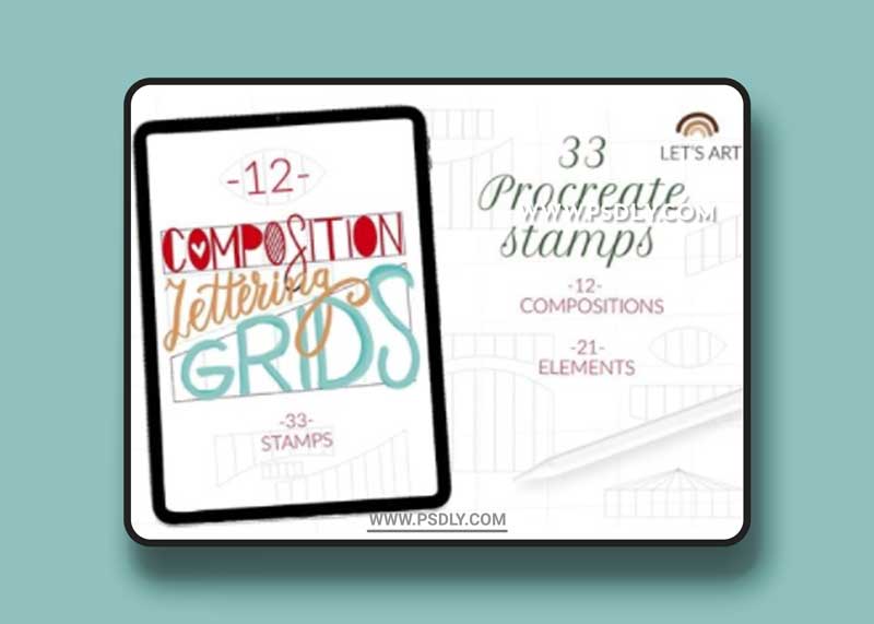 Lettering grid procreate stamps