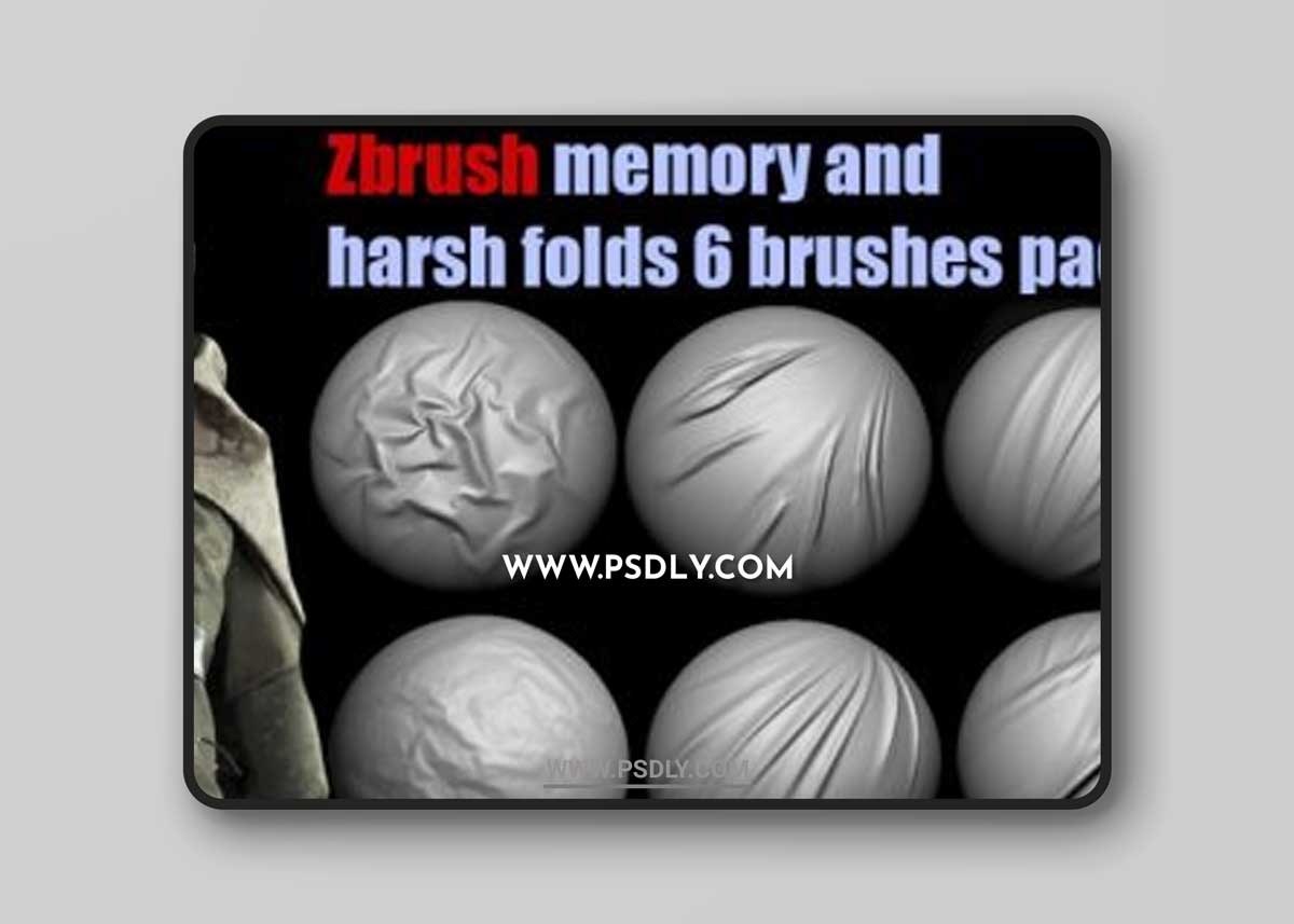 Memory and harsh folds for fabric (6 brush pack for Zbrush)