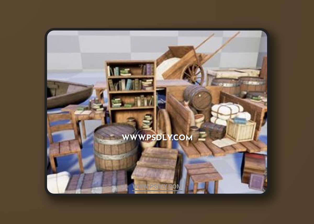 Realistic Medieval Forniture and Props Pack 3D Models