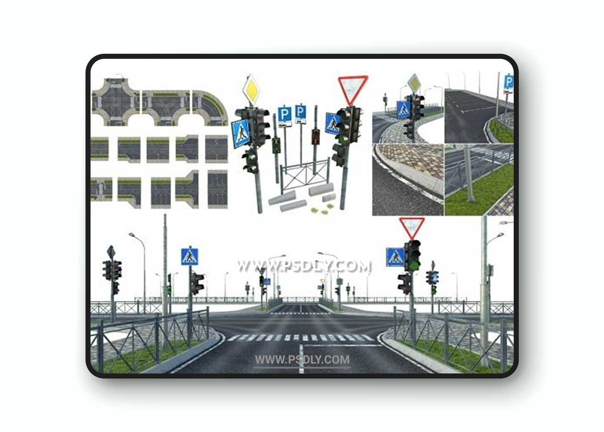 Sections of Road 3D Models