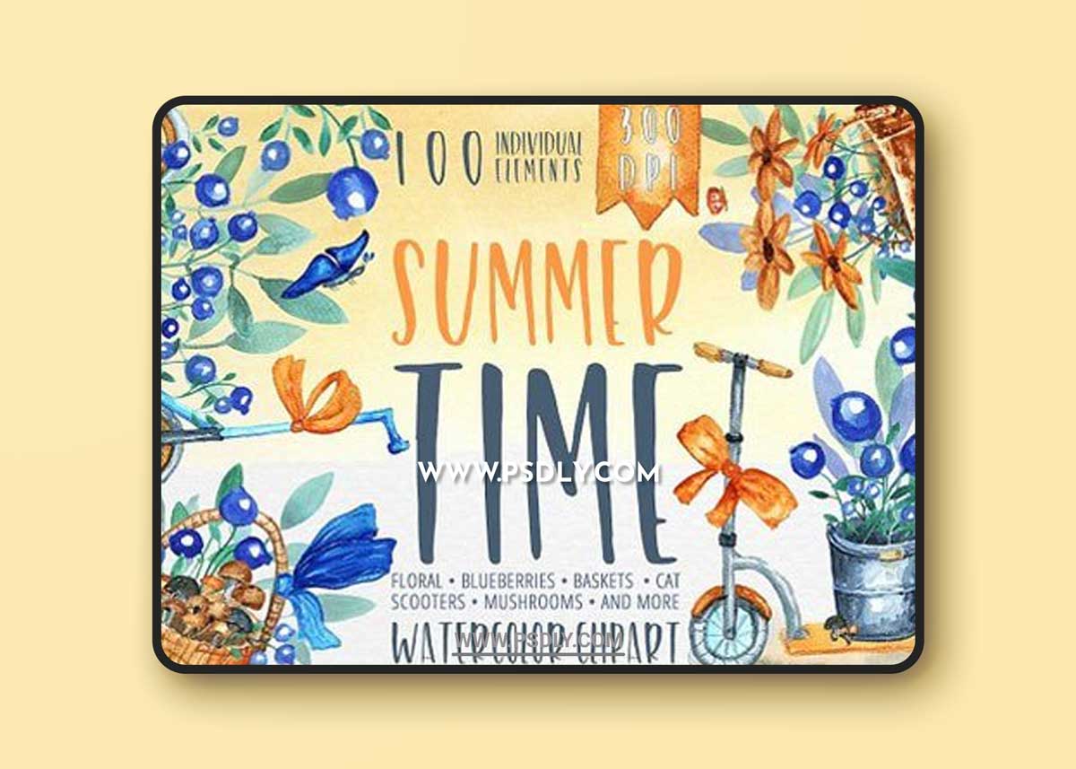 Summer Time - watercolor clipart