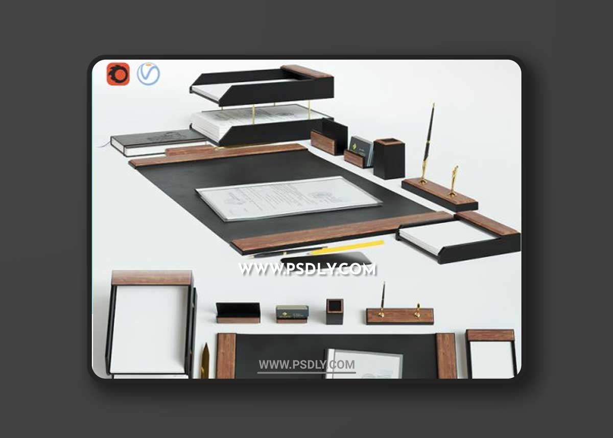 Table set for a manager 3D models