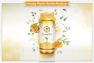 CreativeMarket - Honey Plastic Bottle Mockup 6305503