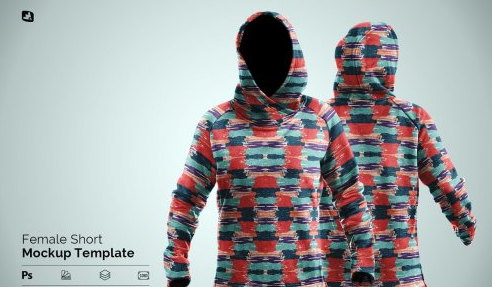 CreativeMarket - Female Wrapped Hoodie Set Mockup 6312606