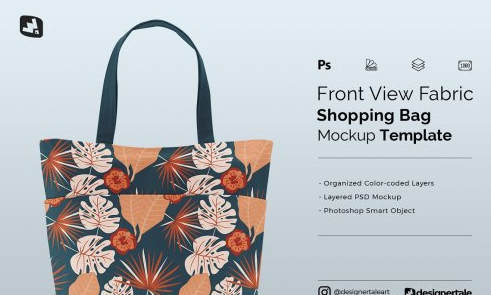 CreativeMarket - Frontview Fabric Shopping Bag Mockup 5353625