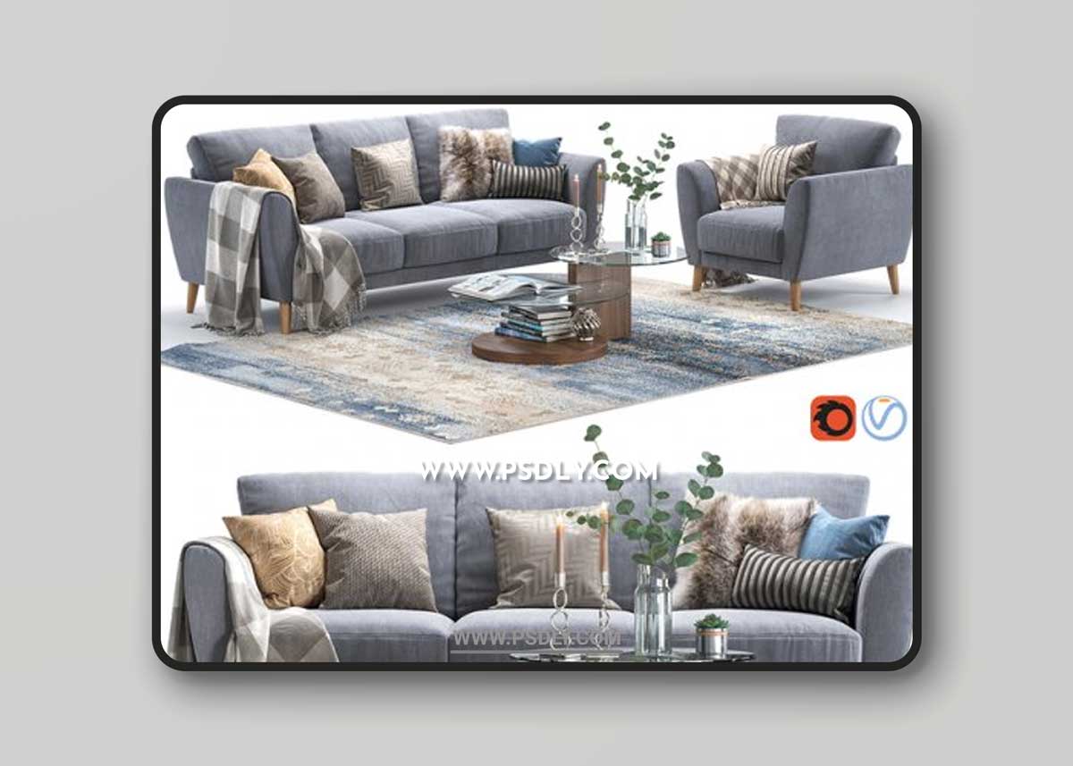 Aria sofa and armchair 3D Models