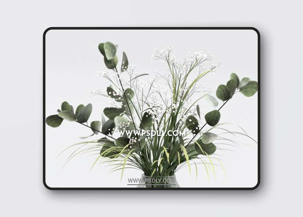 Bouquet of eucalyptus with grass and flowers