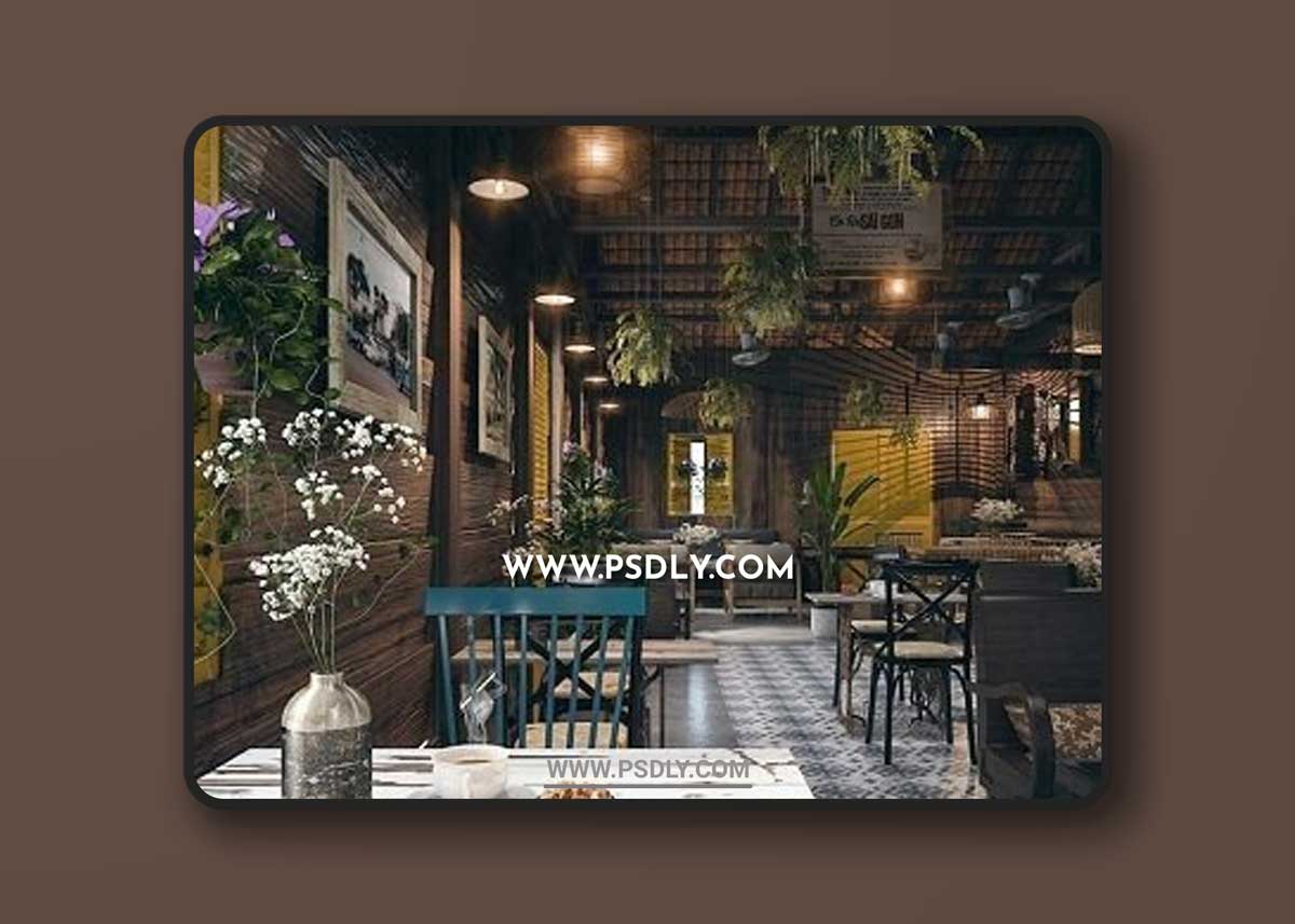 Coffee teria Interior Scene 3D Models