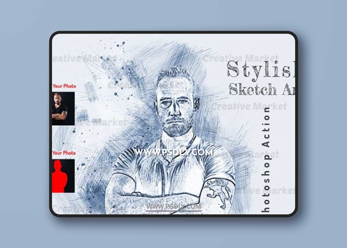 CreativeMarket - Stylish Sketch Art PS Action 6561769