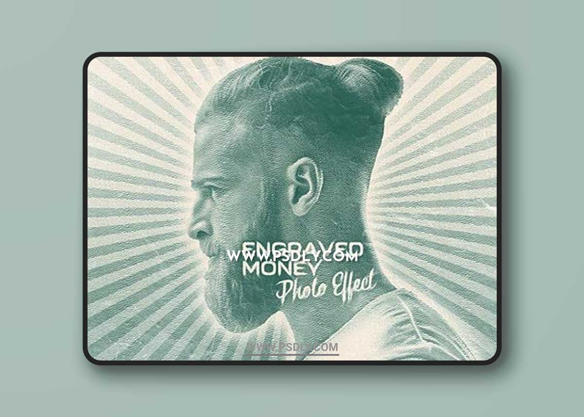 Engraved Money Paper Photo Effect Mockup 442990449