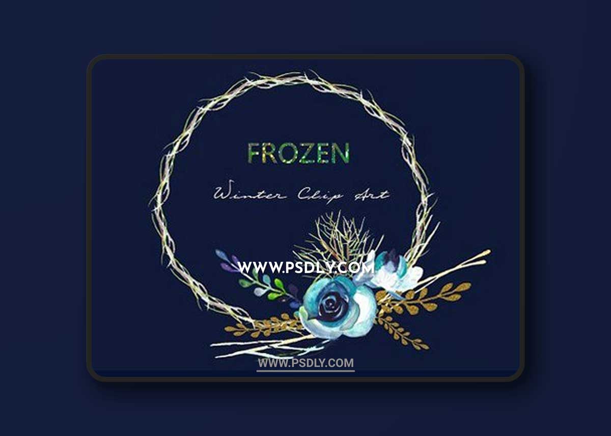 Frozen watercolor Clipart. Winter